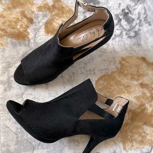 Abella Black Peep-Toe Heeled Boots